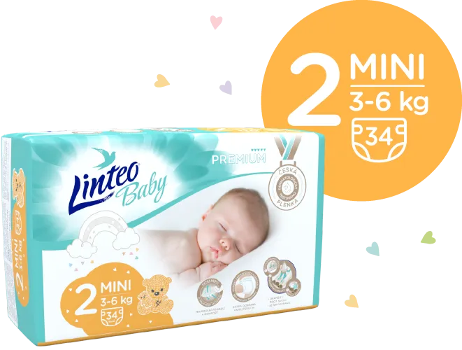 Linteo Baby PREMIUM 2 Mini 3-6 kg dětské plenky 34 ks