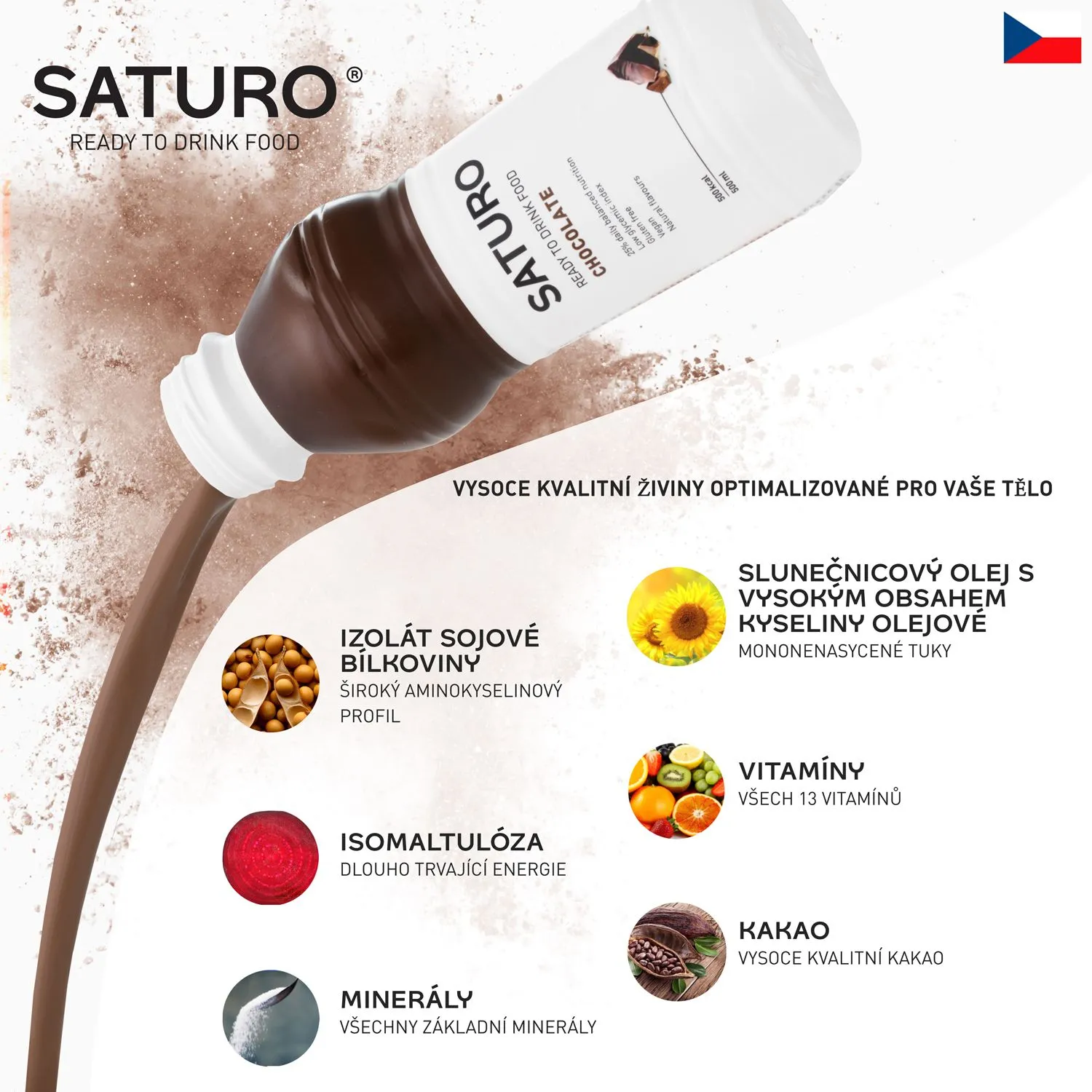 SATURO Čokoláda drink 6x500 ml