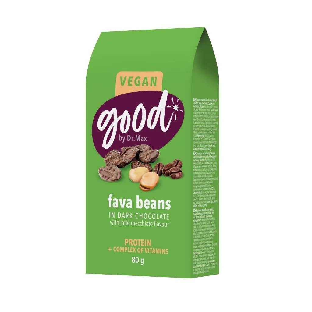 Dr. Max Protein Snack Fava Beans fazole v hořké čokoládě 80 g