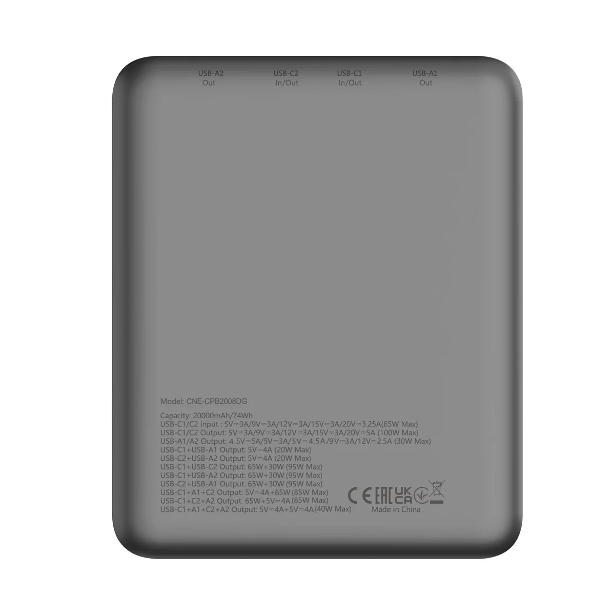 Canyon Power Bank PB-2008, 20000mAh, tmavě šedá 
