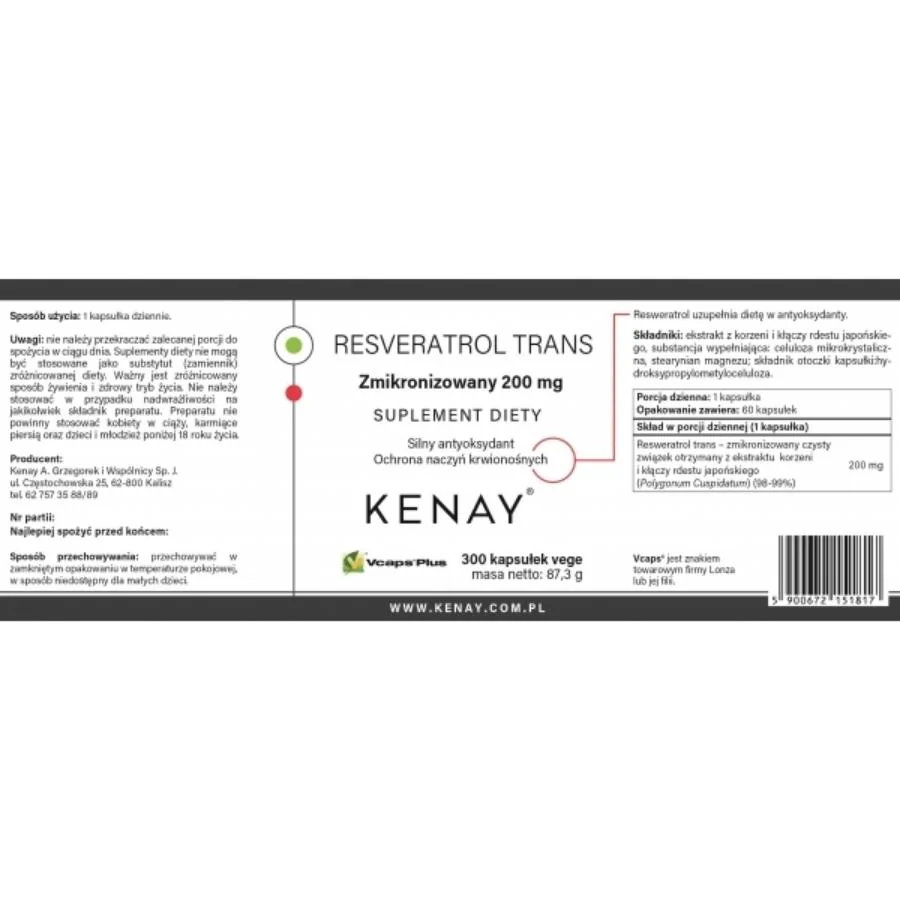 Kenay Trans resveratrol mikronizovaný 200 mg 300 kapslí