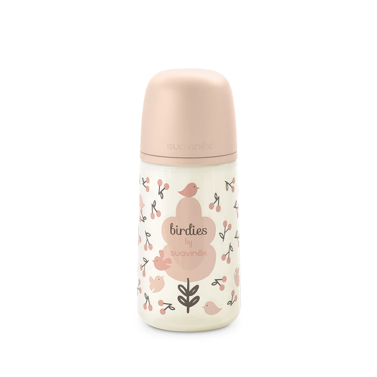 Suavinex Kojenecká láhev BIRDIES M 270 ml 1 ks růžová