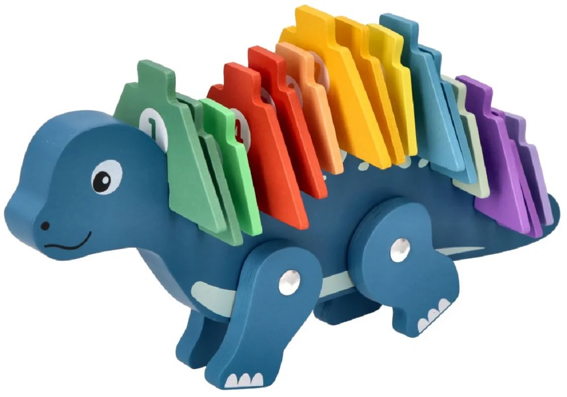 Adam Toys Edukační hračka puzzle s čísly - Dinosaurus - modrý 