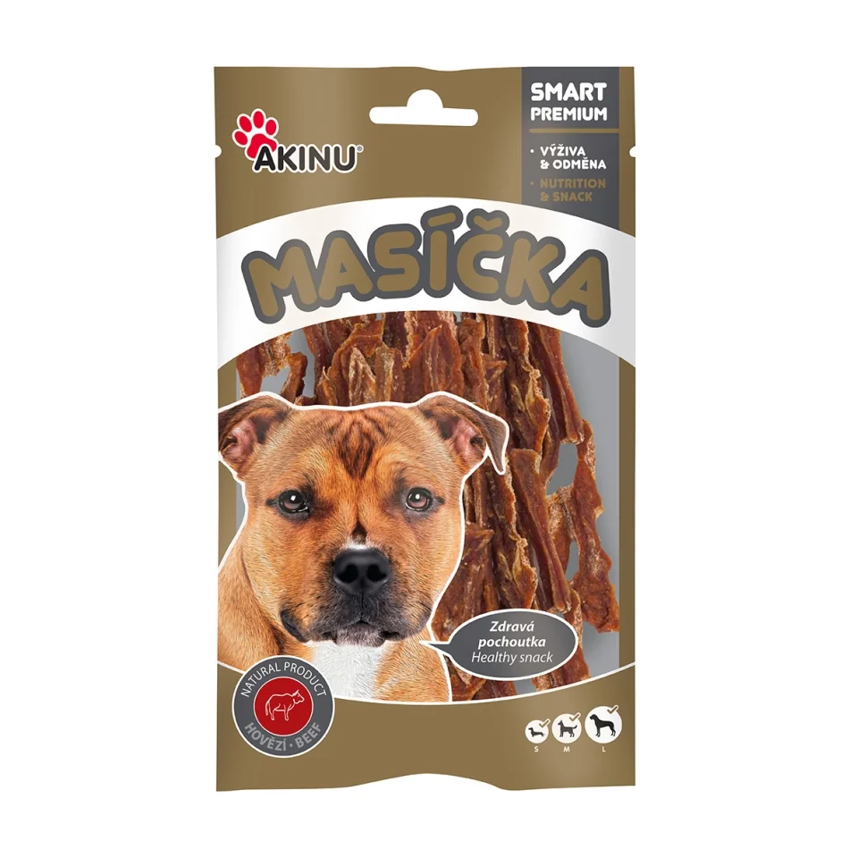 Akinu MASÍČKA Hovězí stripsy pamlsek pro psy 7 x 75 g