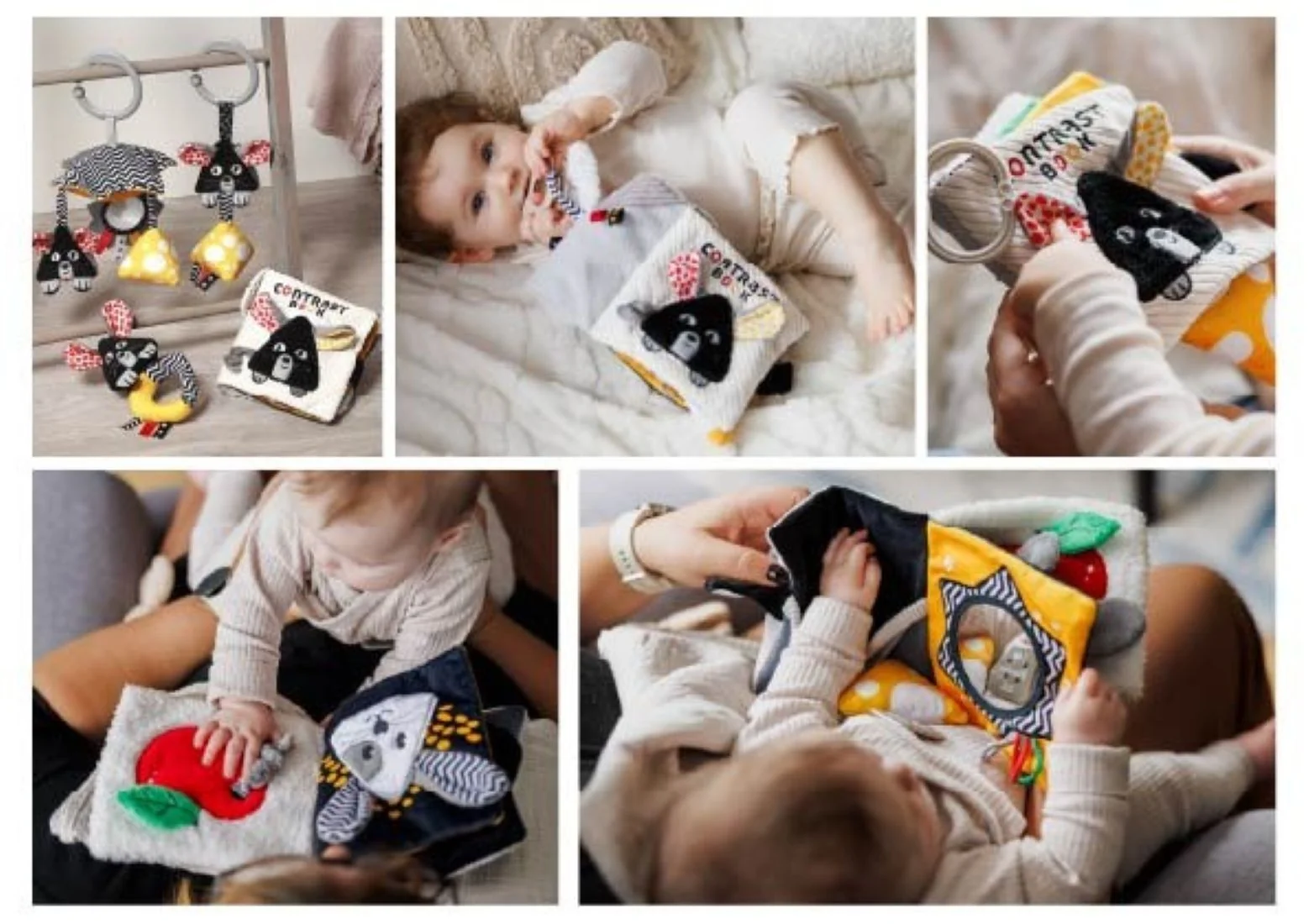 Babyono Kontrastní, senzorická textilní knižka Mouse