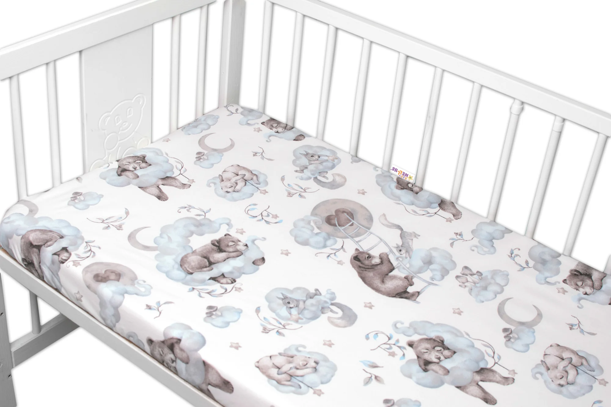 Baby Nellys 6-ti dílná výhod. sada s dárkem pro miminko , 135x100 Zvířátka na mráčku, modrá 