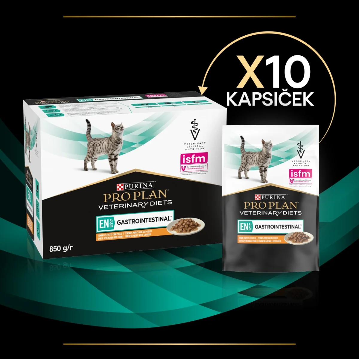Purina Pro Plan Veterinární diety EN Gastrointestinal kapsičky pro kočky kuře 10x85 g