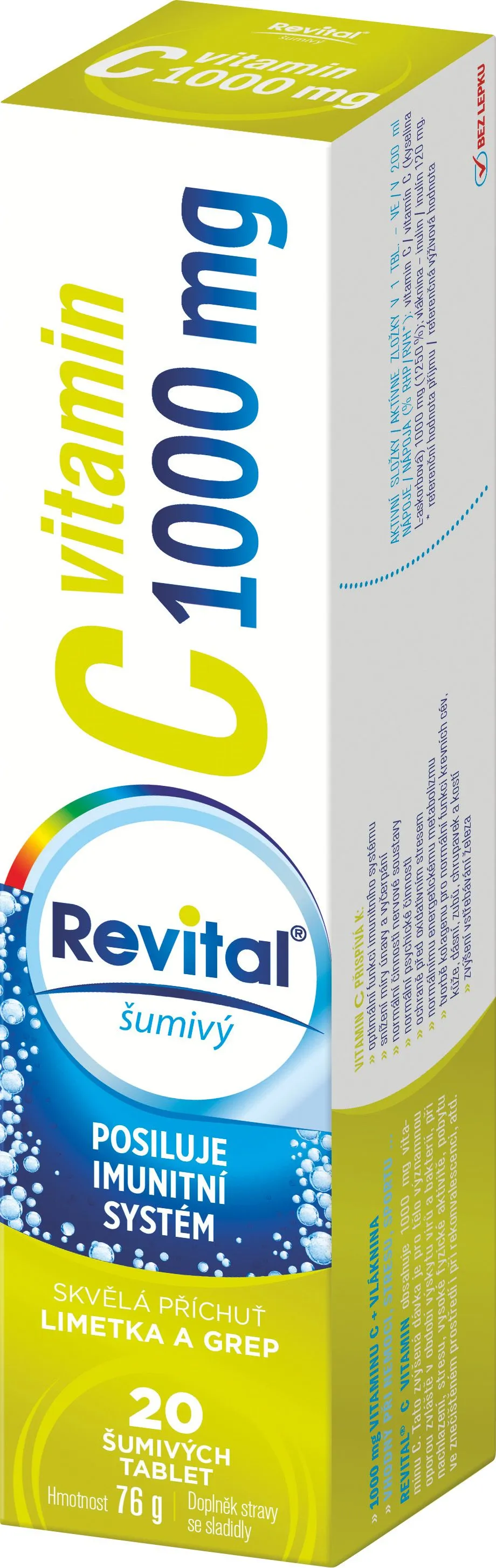 Revital vitamin C 1000 mg limetka + grep 20 šumivých tablet