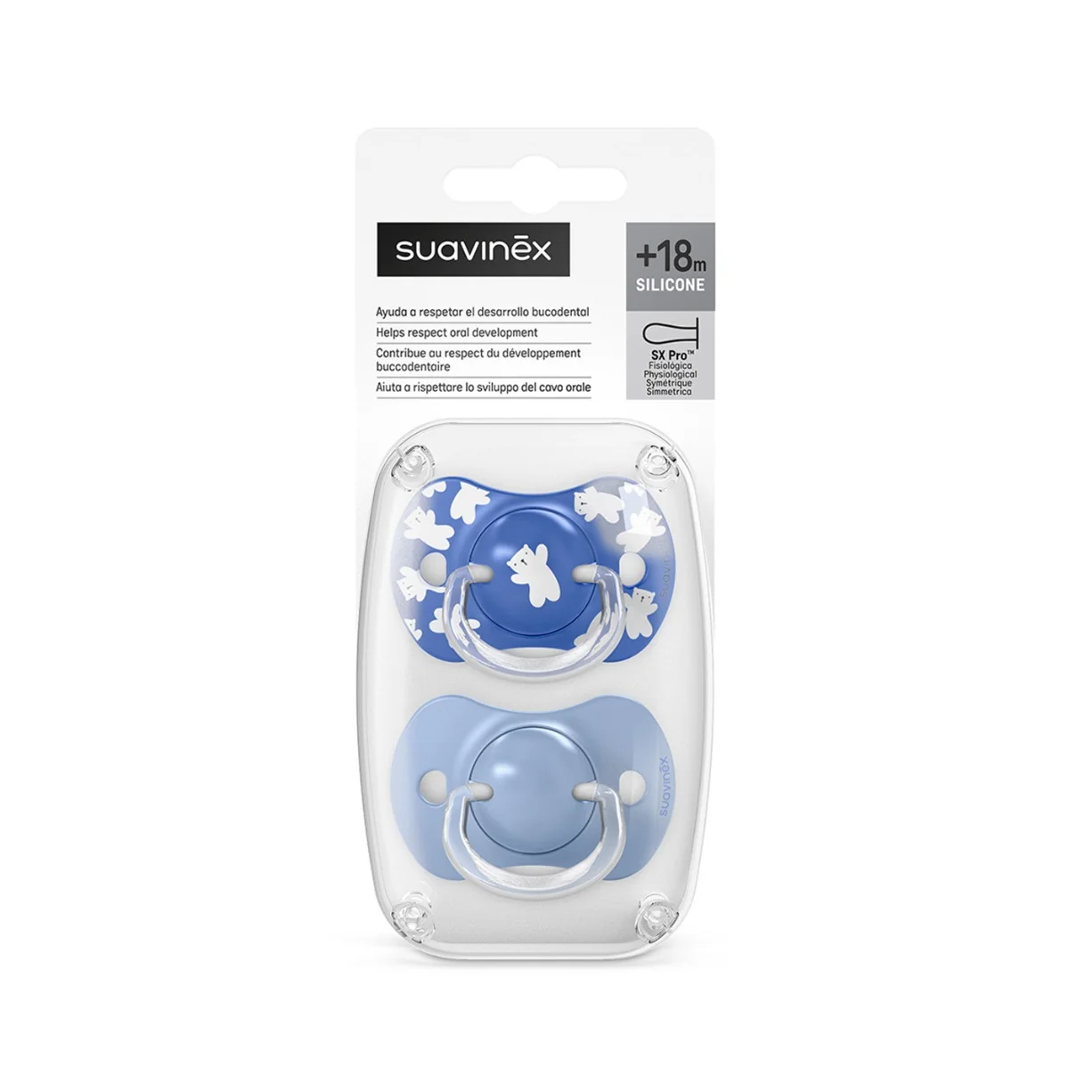 Suavinex Dudlík SX PRO fyziologický WILD & FREE 18m+ 2 ks modrý