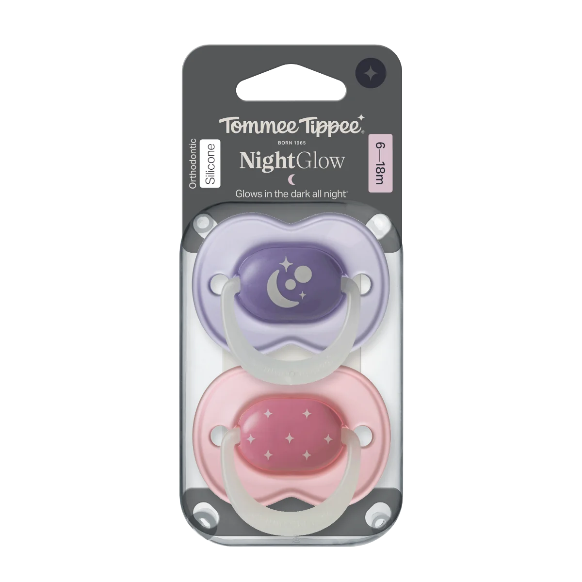 Tommee Tippee Silikonový dudlík Night 6-18m 2 ks více barevných variant