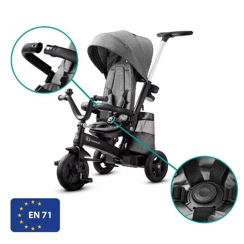 Kinderkraft select Tříkolka Easytwist Platinum Grey, Premium