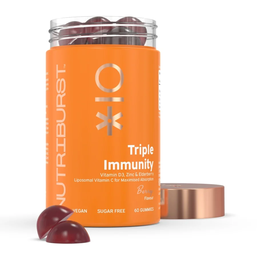 Nutriburst Premium Triple Immunity gummies s vitamíny a zinkem 60 ks lesní ovoce