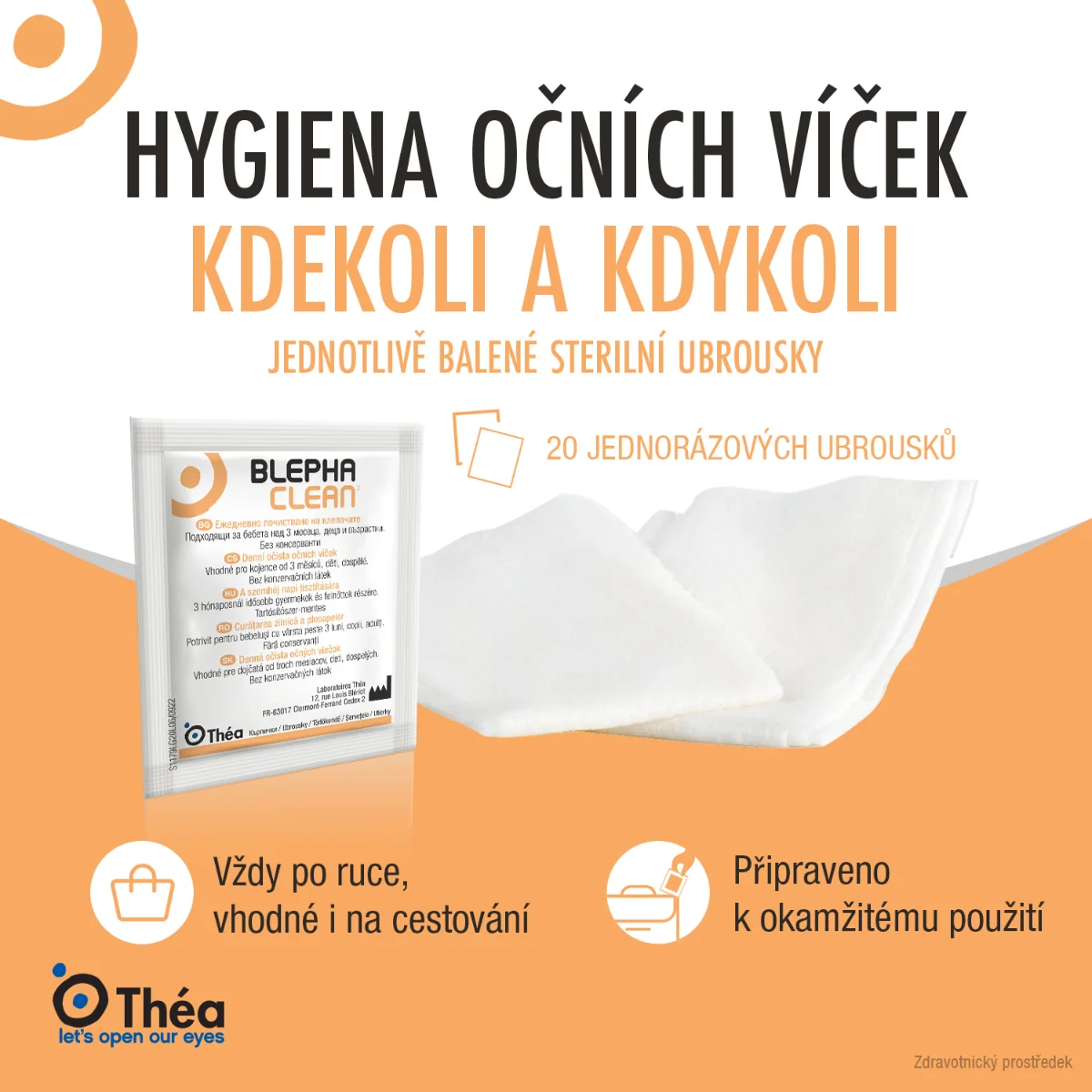 Blephaclean Hygiena očního víčka sterilní tampony 20 ks