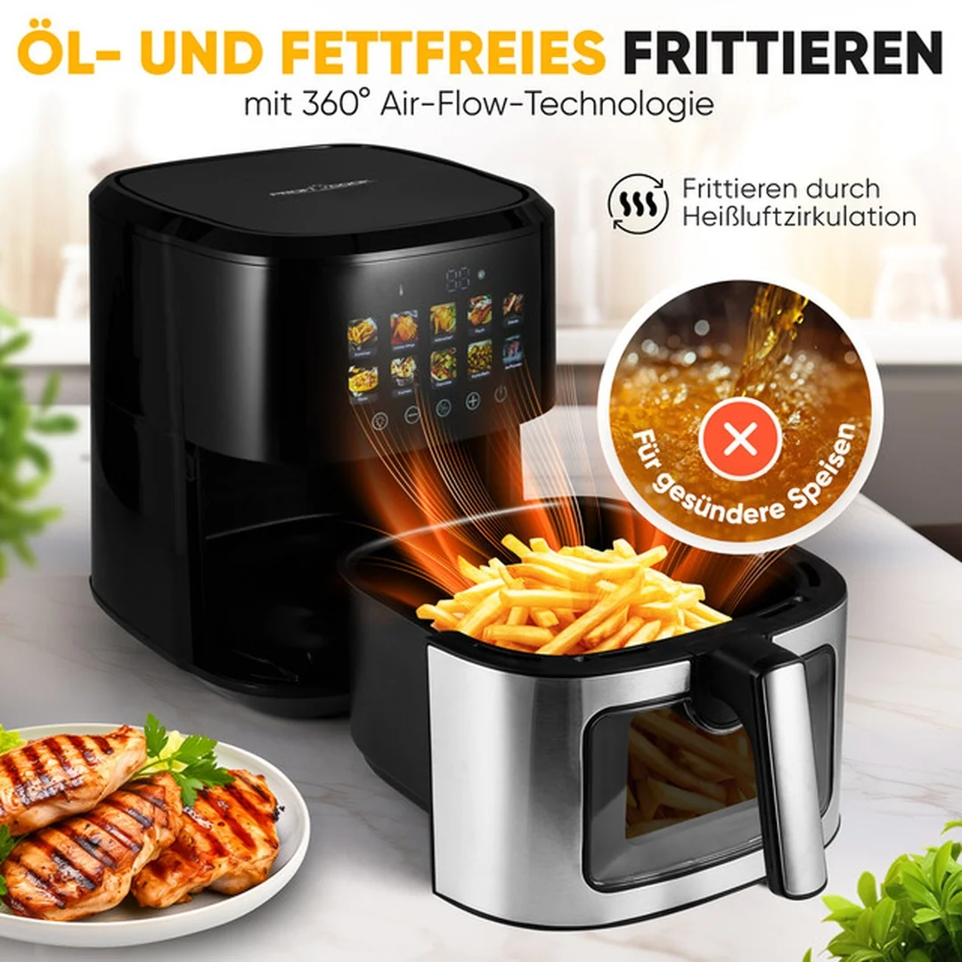 ProfiCook FR 1286 H Horkovzdušná fritéza s barevným displejem 6,5l