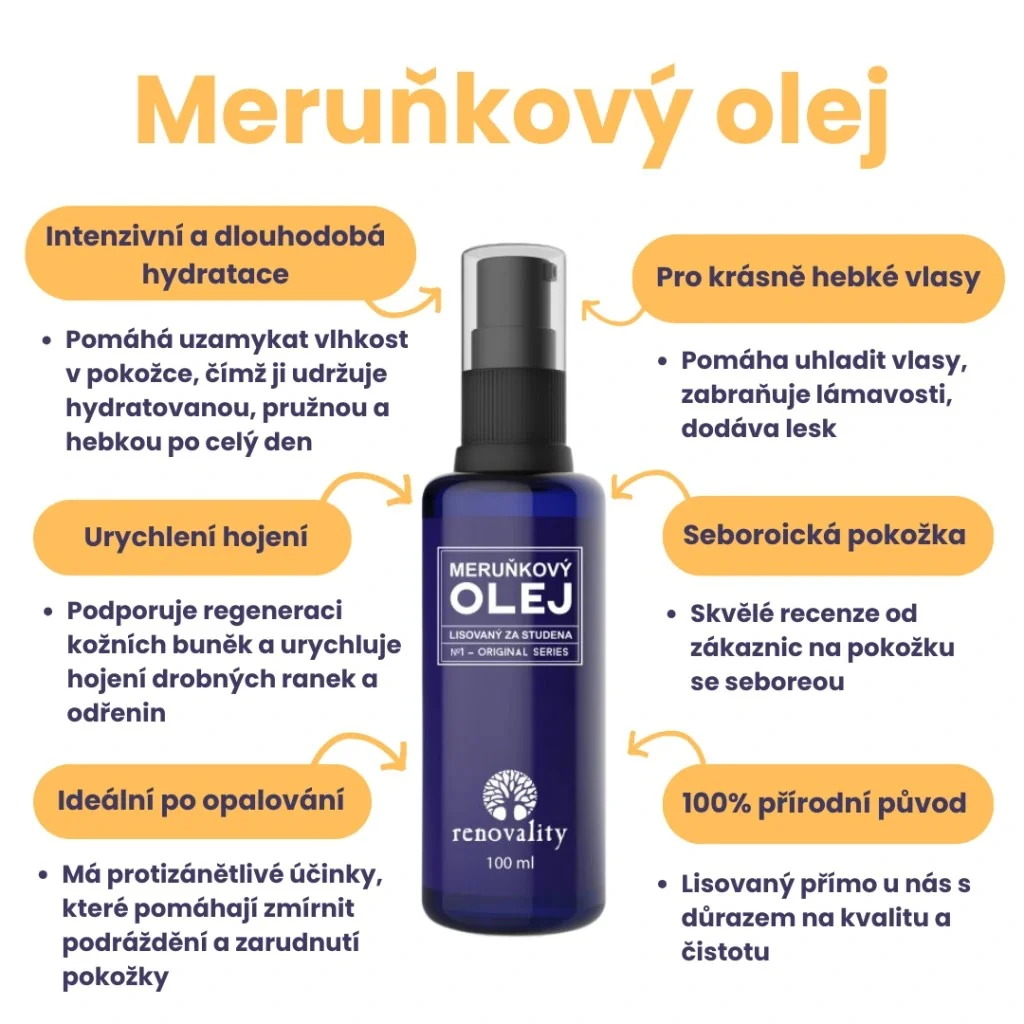 Renovality Meruňkový olej za studena lisovaný 100 ml