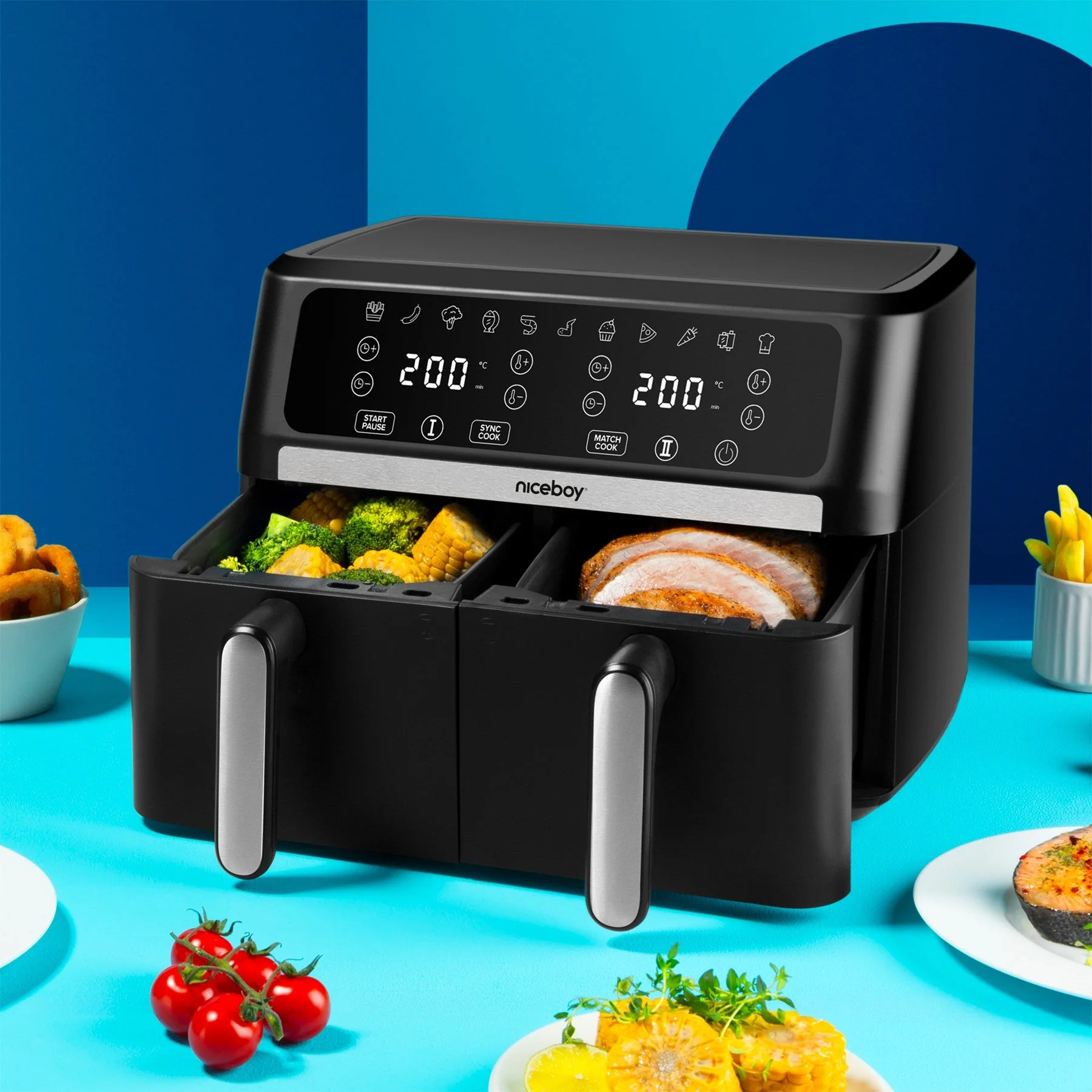 Niceboy Horkovzdušná fritéza AirFryer DUO 2 koše