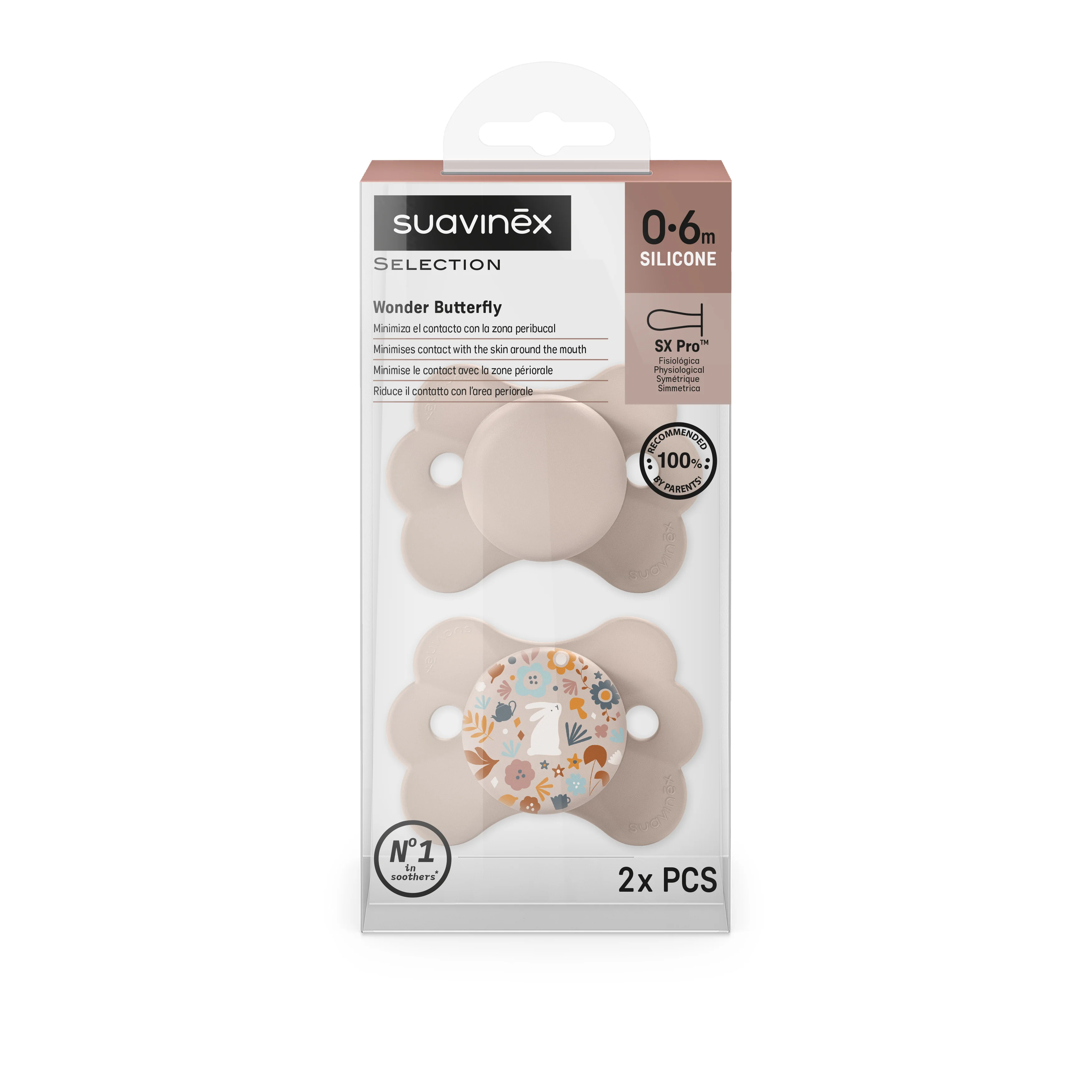 Suavinex Wonderland SX PRO Fyziologický dudlík 0-6m 2 ks růžový