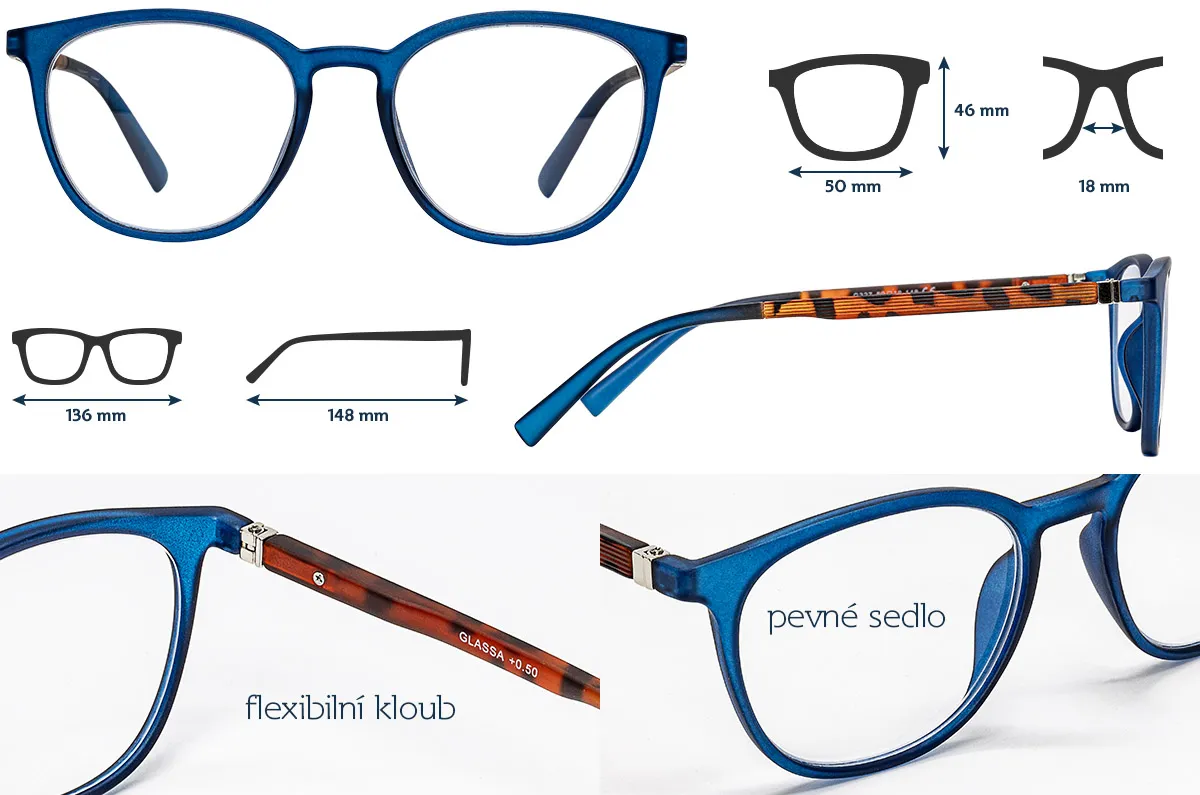 Glassa Brýle na čtení G 327 +2,00 modré