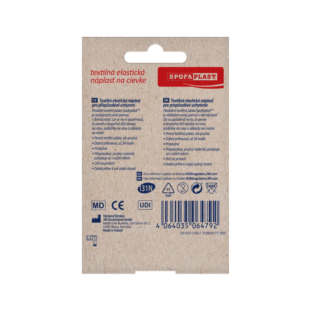 3M Spofaplast 131N náplast textilní elastická 4,2 m x 12,5 mm cívka béžová