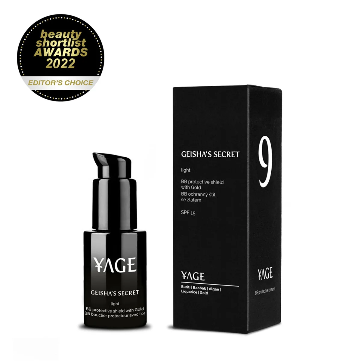 YAGE Geisha Secret SPF15 odstín světlý BB krém se zlatem proti pigmentaci 30 ml