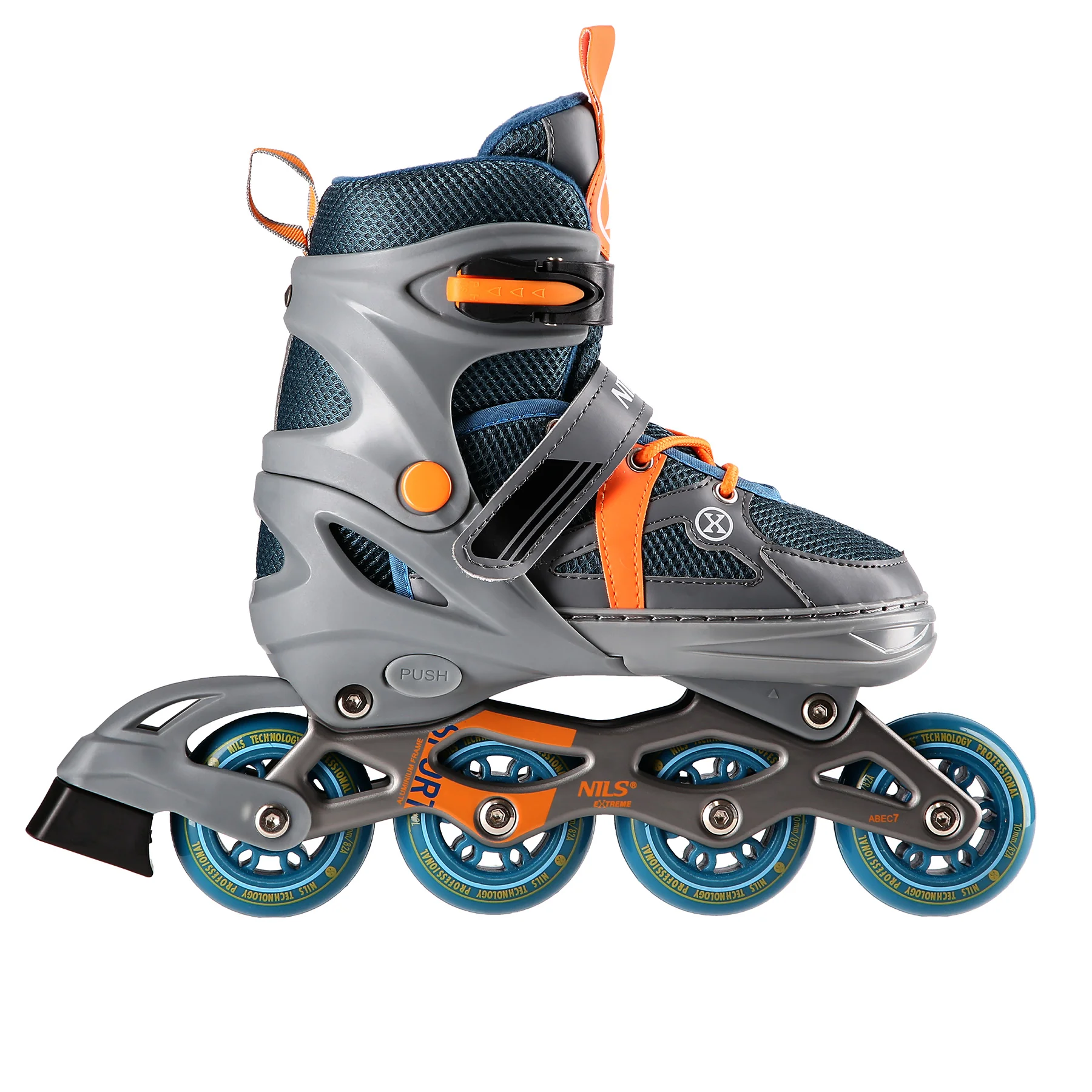 NILS EXTREME Kolečkové brusle NJ1828A šedo-oranžové Velikost: M(35-38)