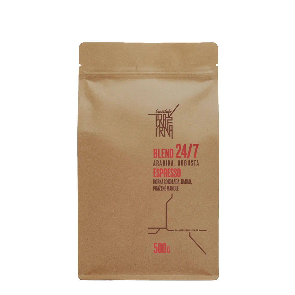 CrossCafe Pražírna Blend 70% Arabica 30% Robusta zrnková káva 500 g