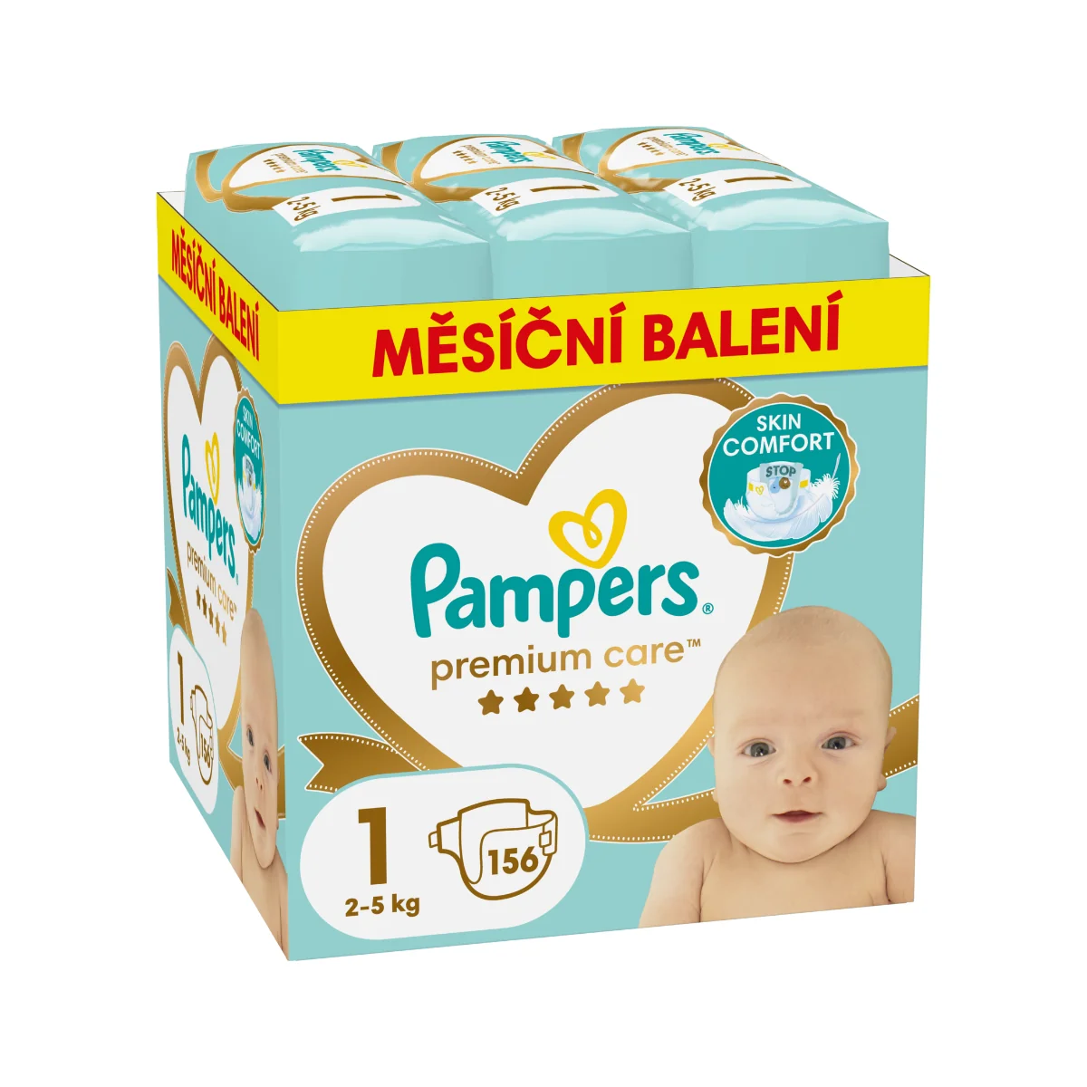 Pampers Premium Care Monthly Box vel. 1 2–5 kg dětské pleny 156 ks