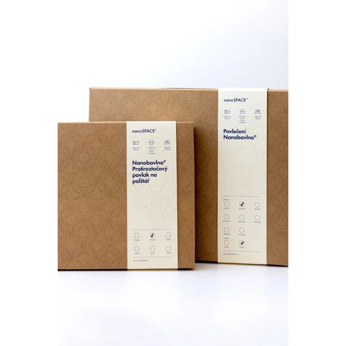 nanoSPACE Protiroztočový povlak na polštář pro alergiky - Nanobavlna - režná biobavlna 45 x 60 cm