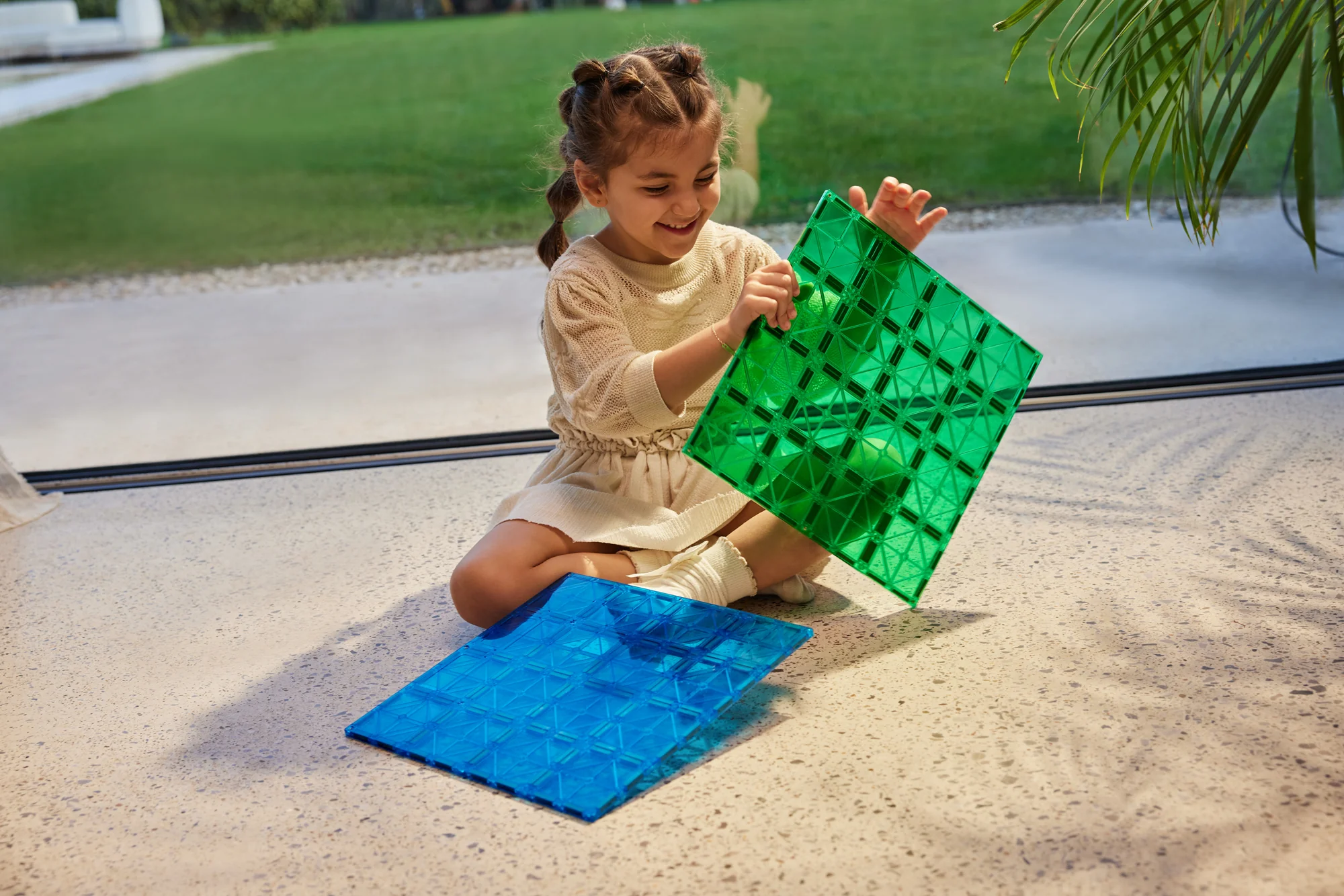 Cleverclixx Magnetická stavebnice - Big Plates Blue Green - 2 ks