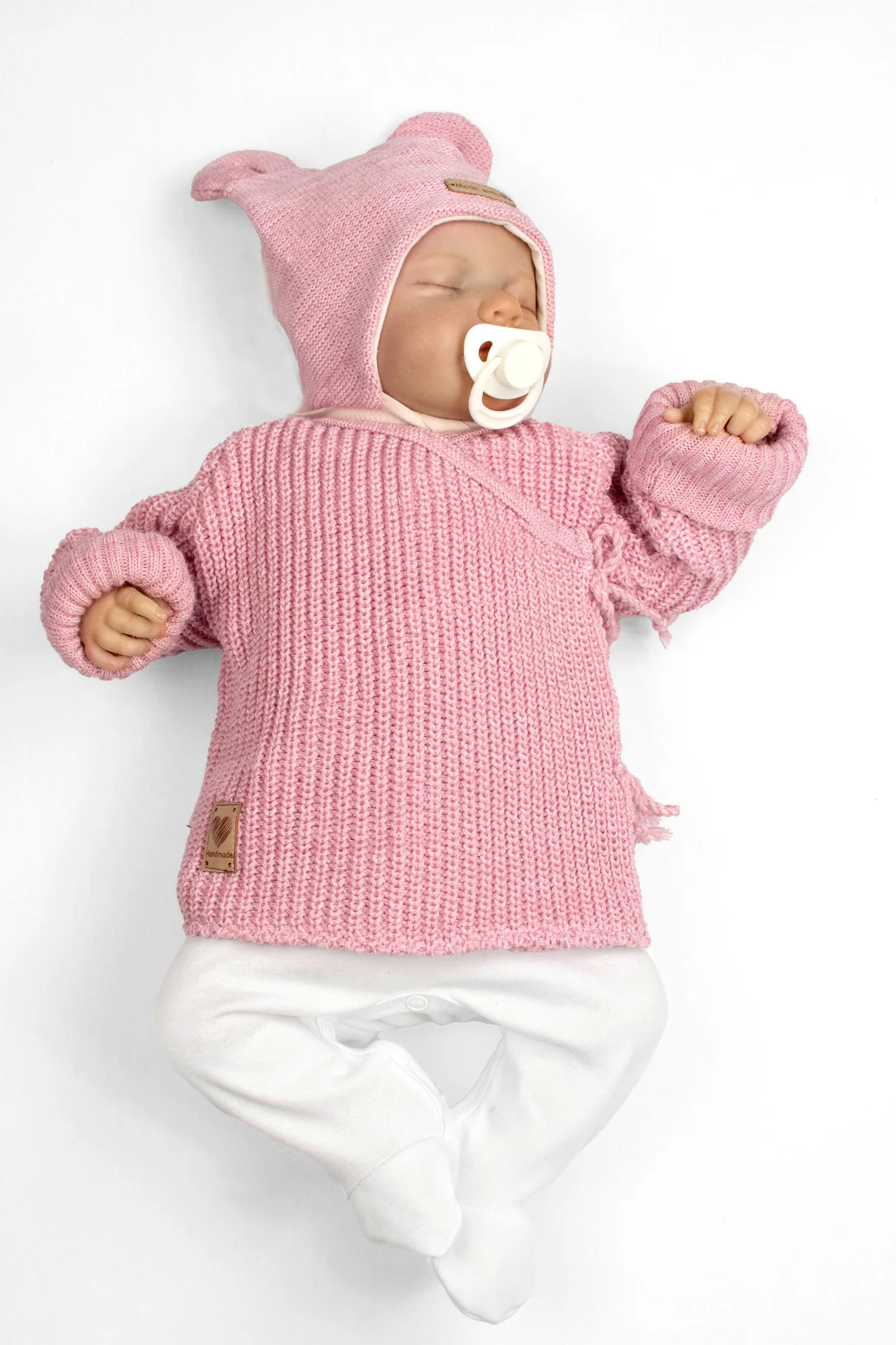 Baby Nellys Kojenecký svetřík, rostoucí, na zavazování na boku - růžový, 62/68