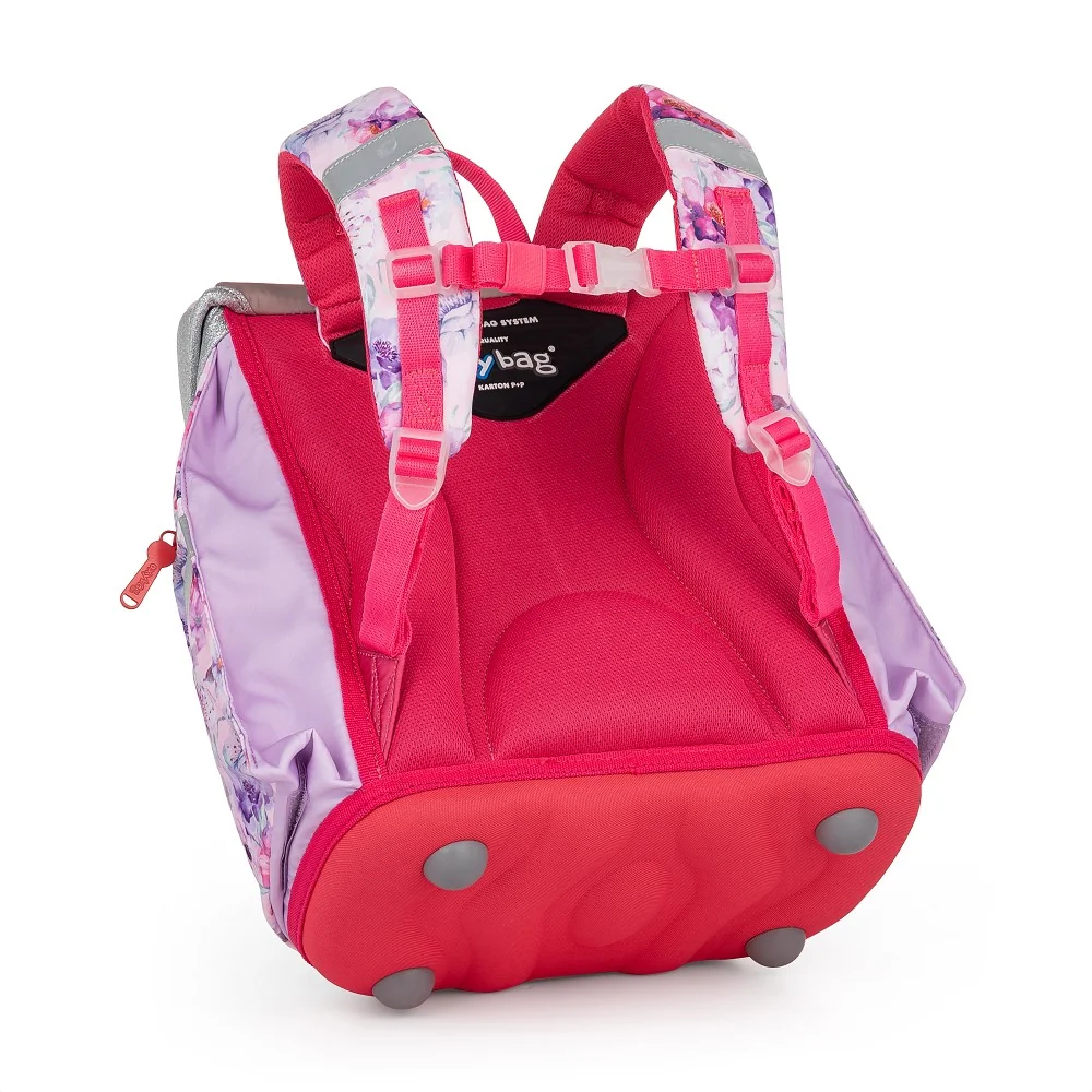 Oxybag Školní batoh PREMIUM LIGHT kůň a květiny, růžovo-fialový