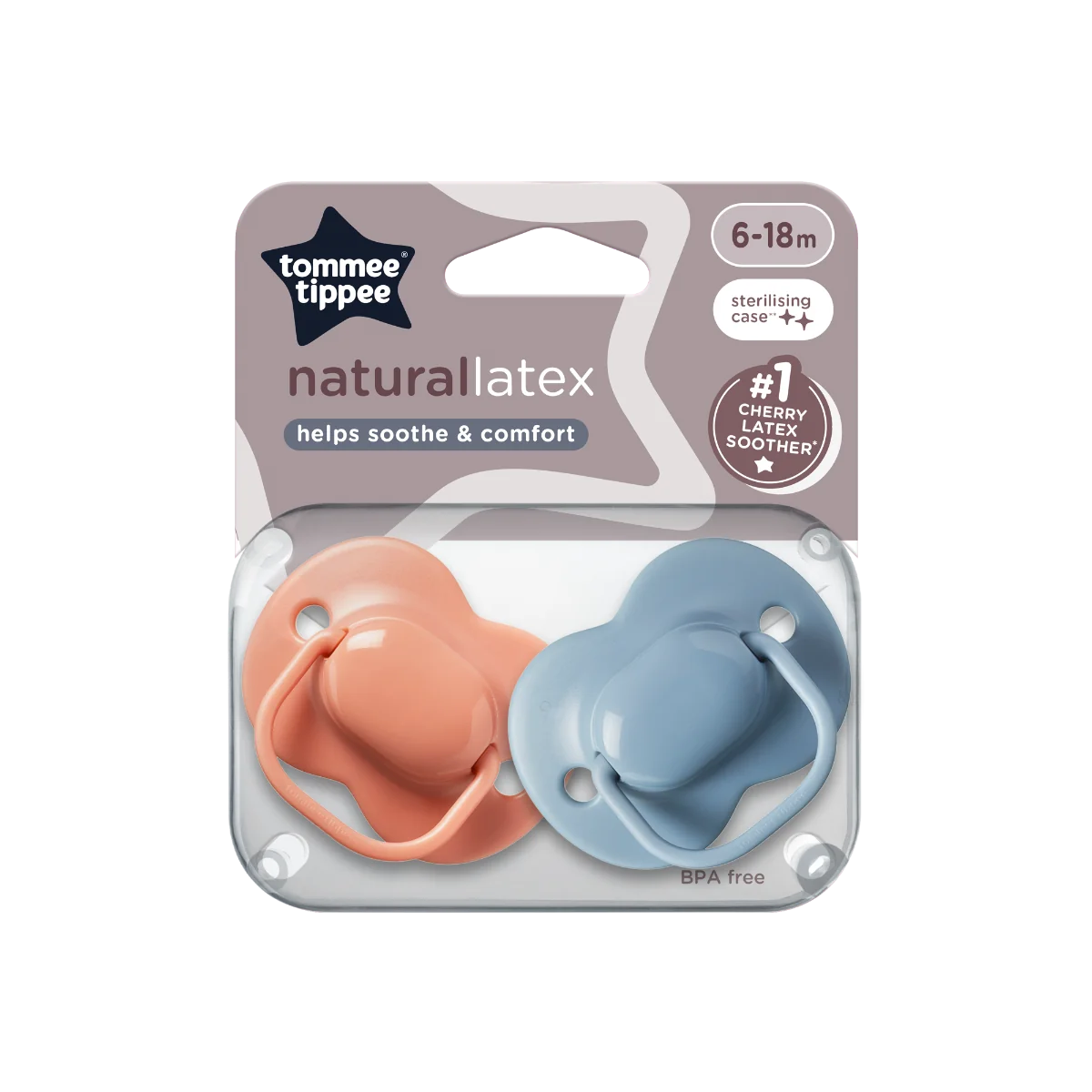 Tommee Tippee Dudlík Cherry latex 6-18m 2 ks růžová-modrá