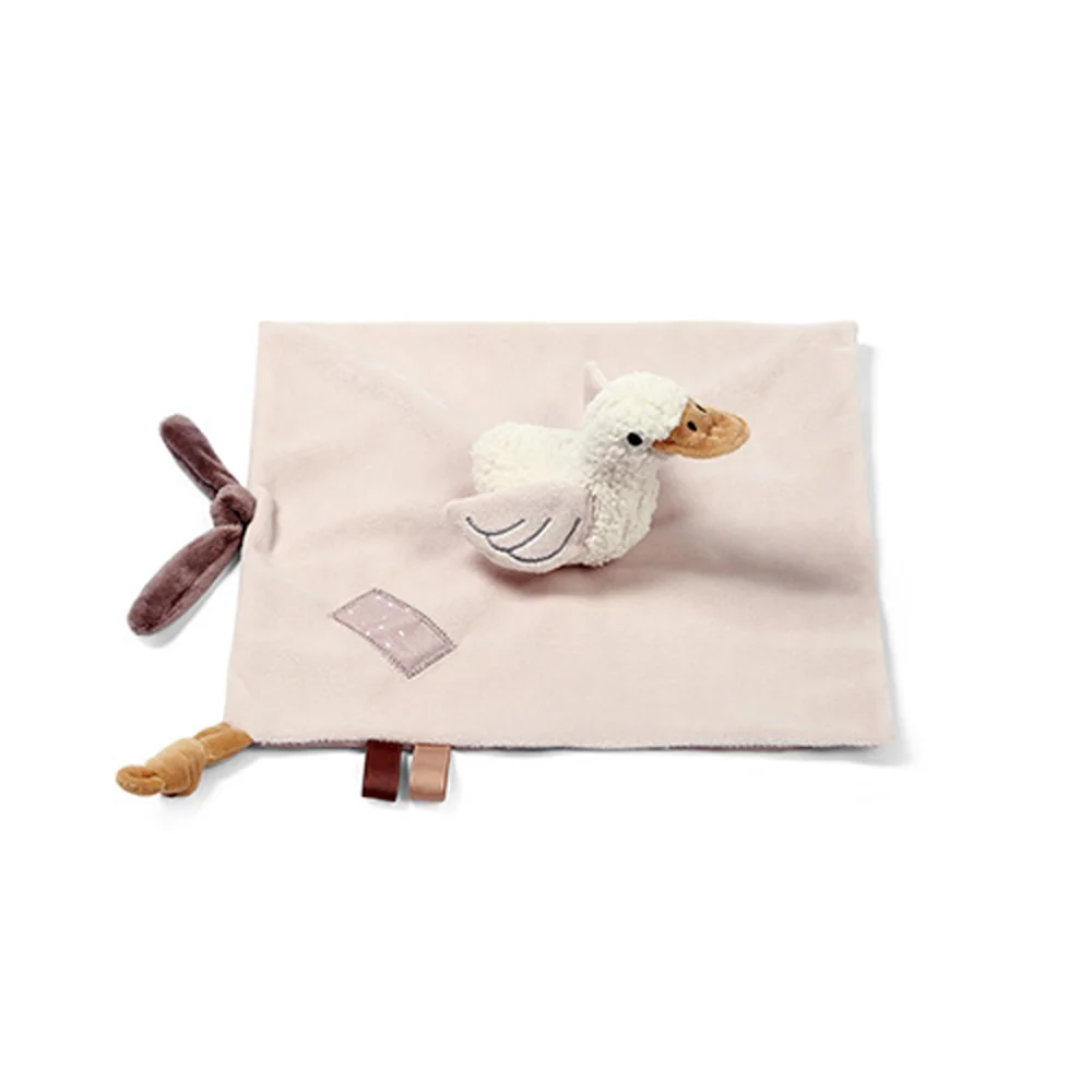 Babyono Plyšová hračka/přítulníček GOOSE ZOE držákem na dudlík, krémový