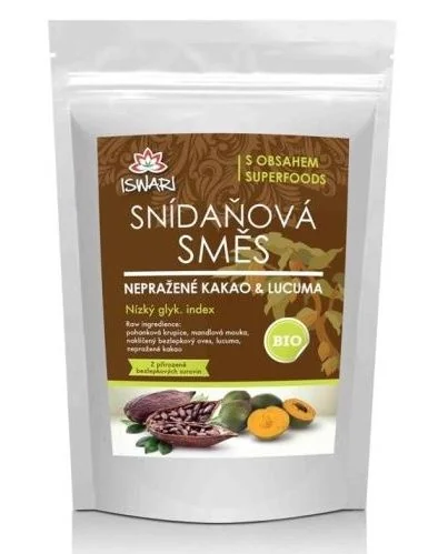 Iswari Snídaňová směs BIO nepražené kakao-lucuma 360 g