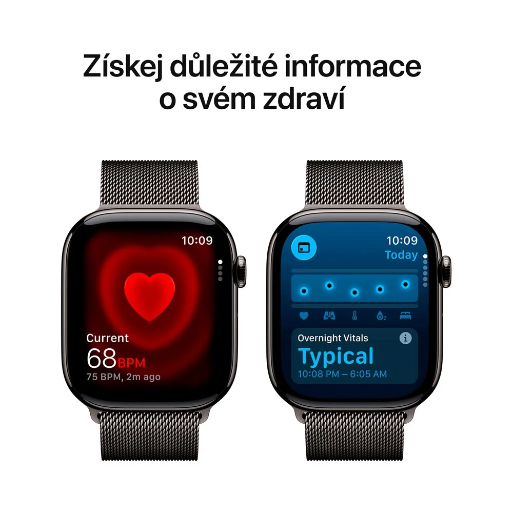 Apple Watch 11 46 mm titan, milánský řemínek S/M chytré hodinky