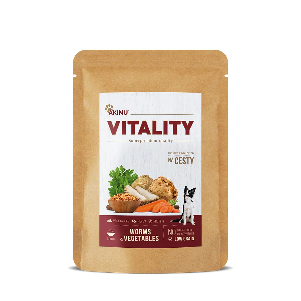 Akinu VITALITY Hmyzí vývar kapsa pro psy na cesty 4 x 200 g