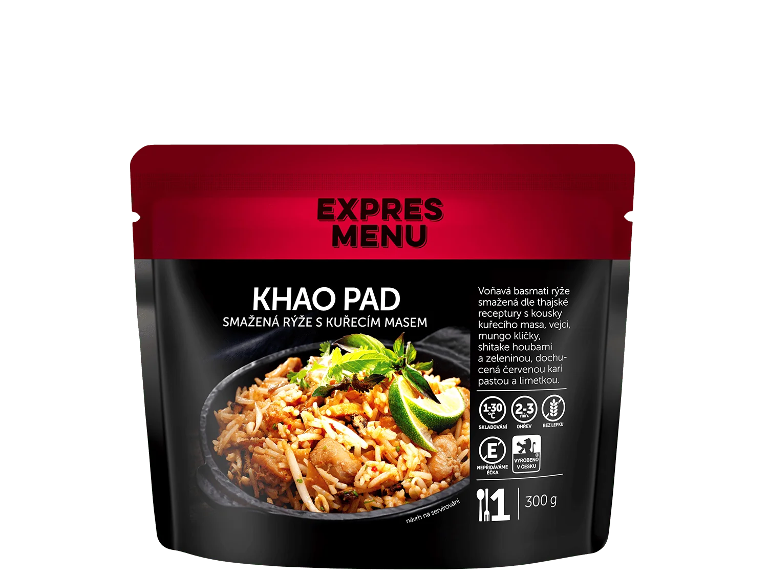 EXPRES MENU Khao Pad - smažená rýže s kuřecím masem 300 g (1 porce)