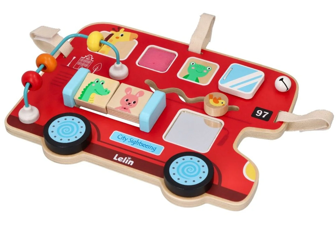Lelin Edukační motorická dřevěná tabule - autobus