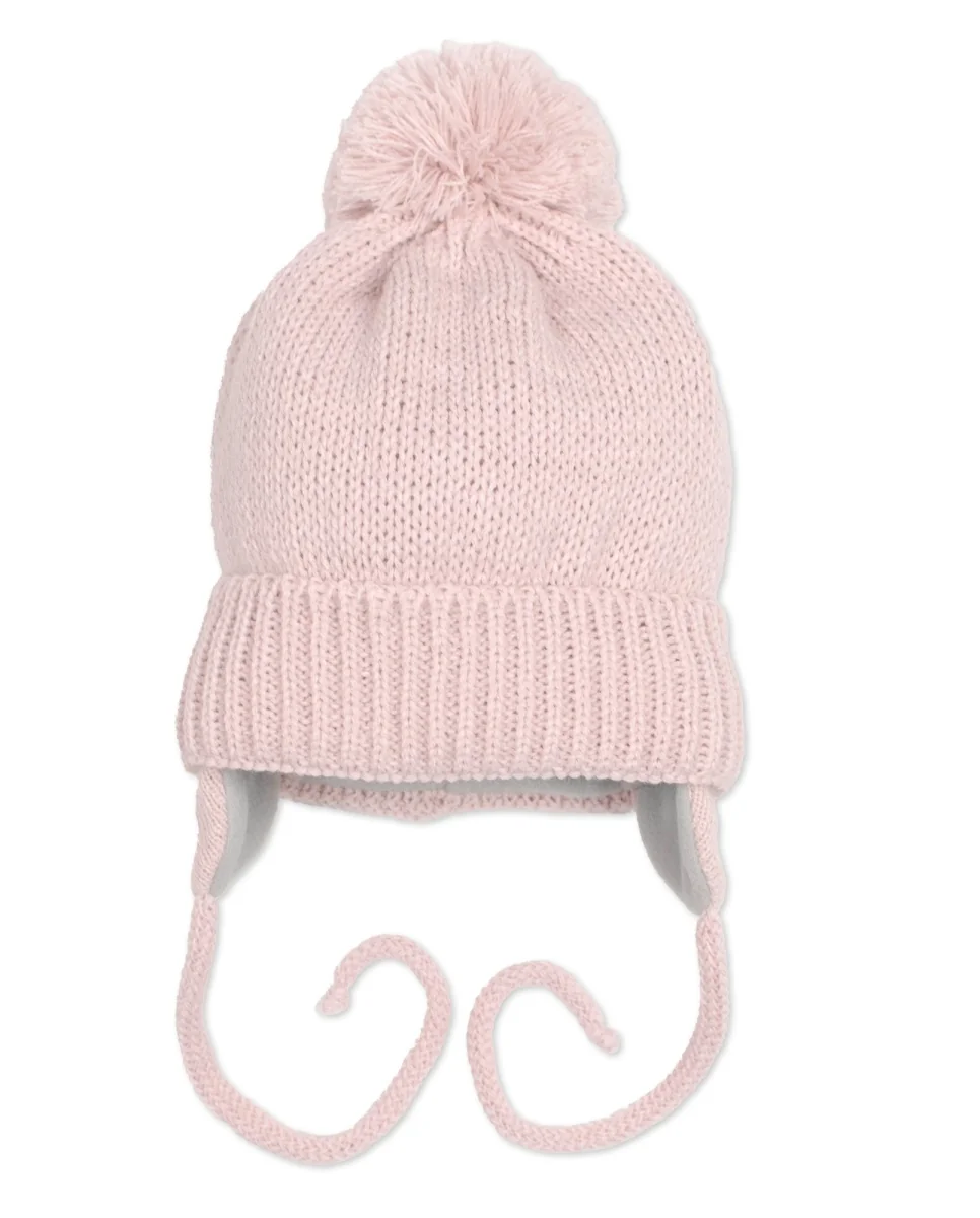 Baby Nellys Zimní čepička s šálou - NATURE, 0-6m - pudrově růžová