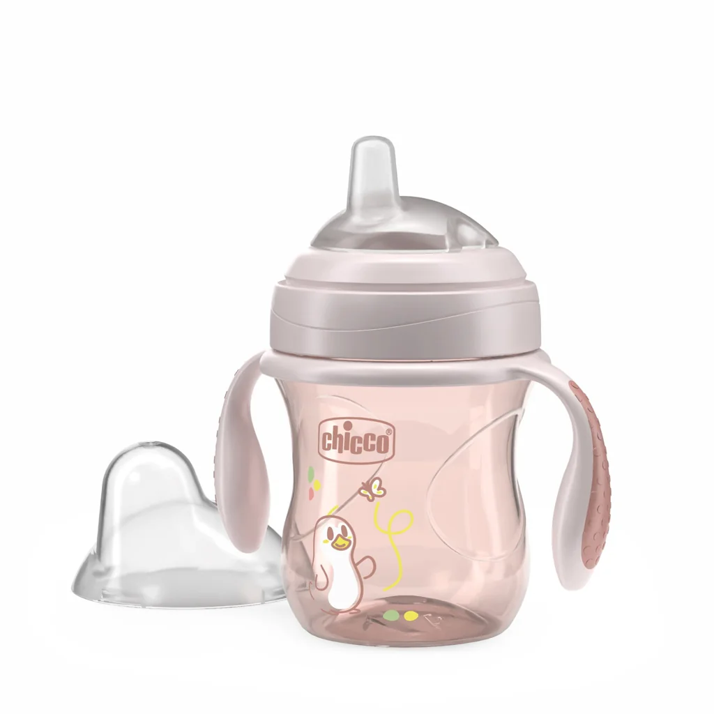 Chicco Hrneček Transition učicí s držadly 4m+ 200 ml pink