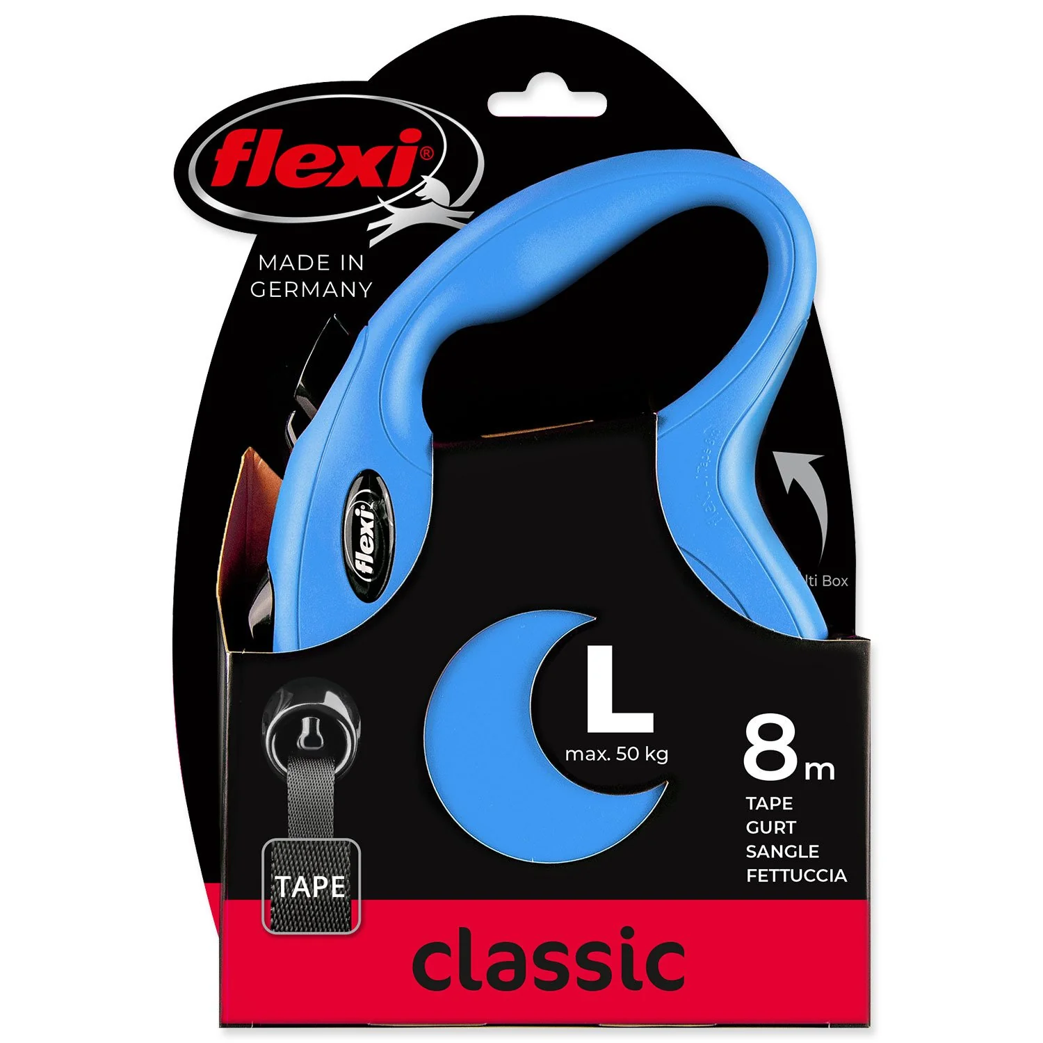 Flexi Vodítko Classic New páska L modré 8m