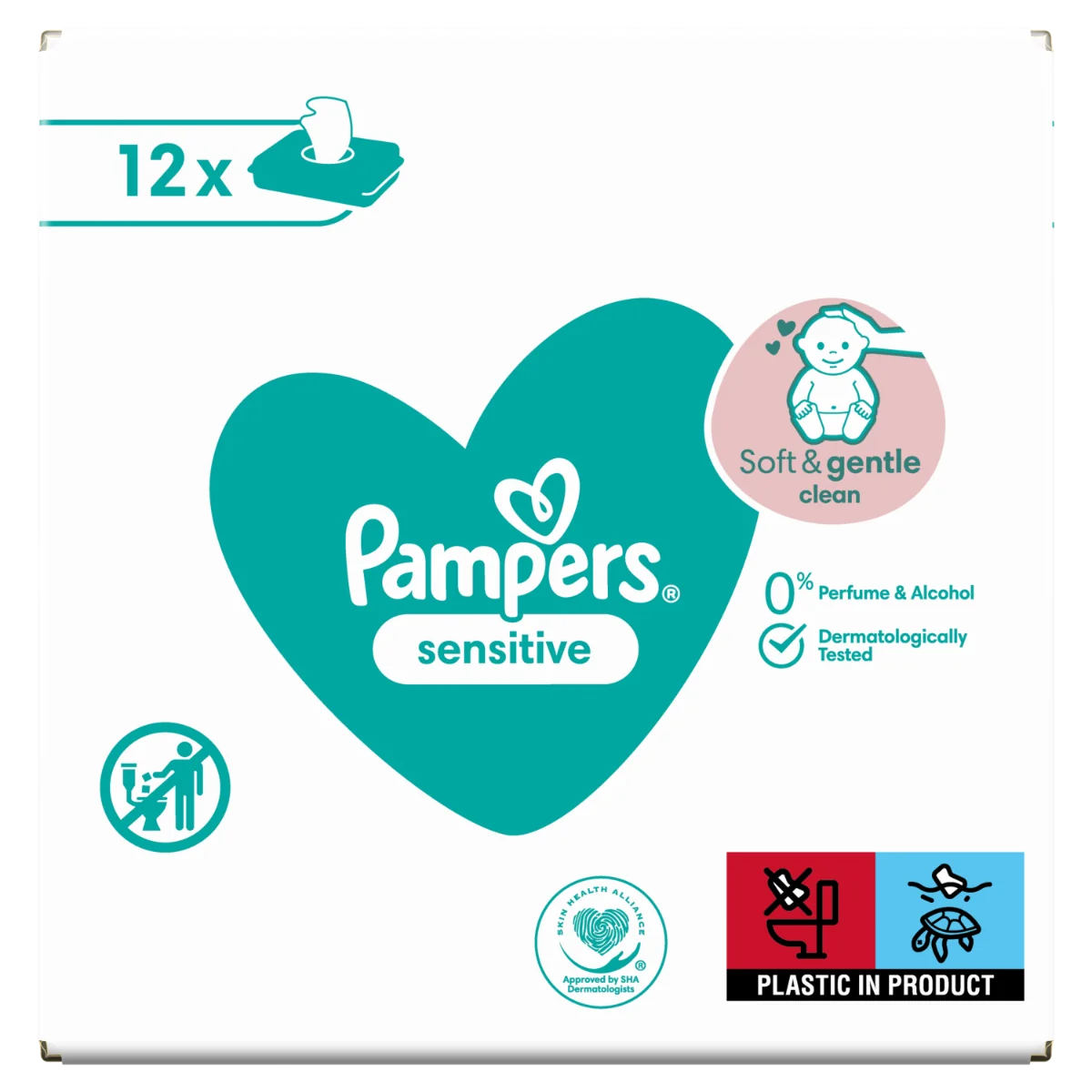 Pampers Sensitive vlhčené ubrousky box 12x52 ks