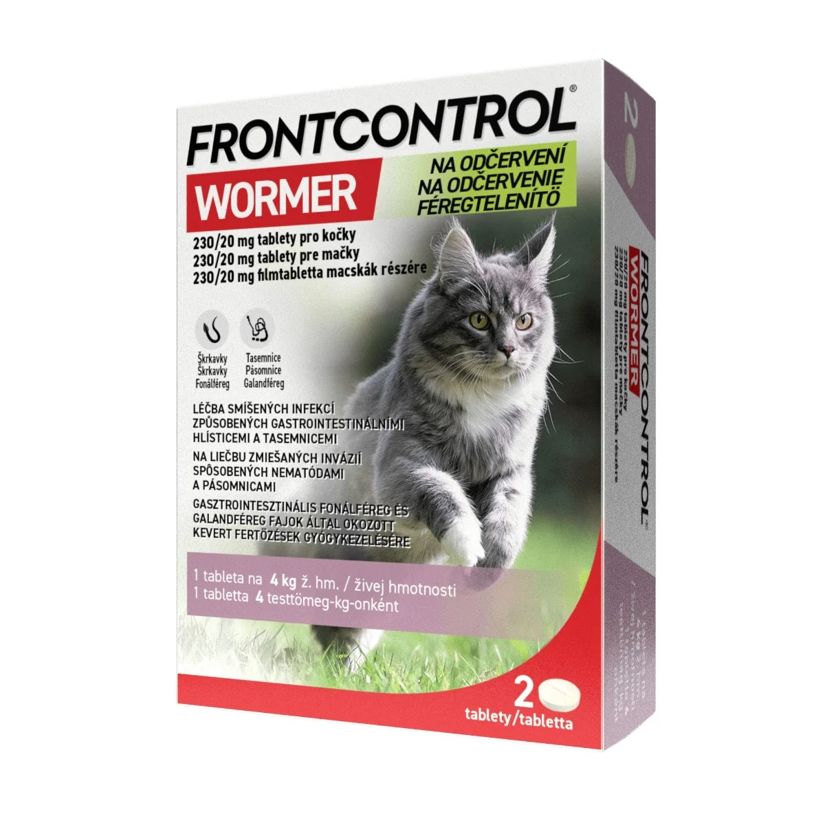 FRONTCONTROL Wormer tablety pro kočky 4 kg 2 tablety