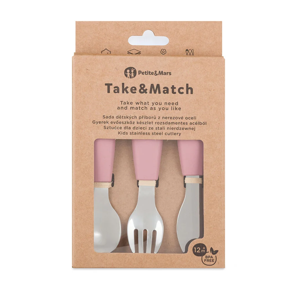 Petite&Mars Take&Match Sada příborů z nerezové oceli 12m+ 3 ks dusty rose