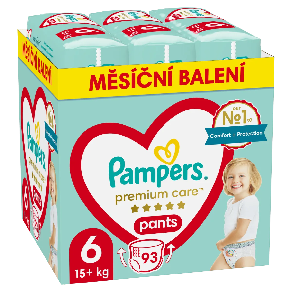 Pampers Premium Care Pants vel. 6 15+ kg plenkové kalhotky 93 ks