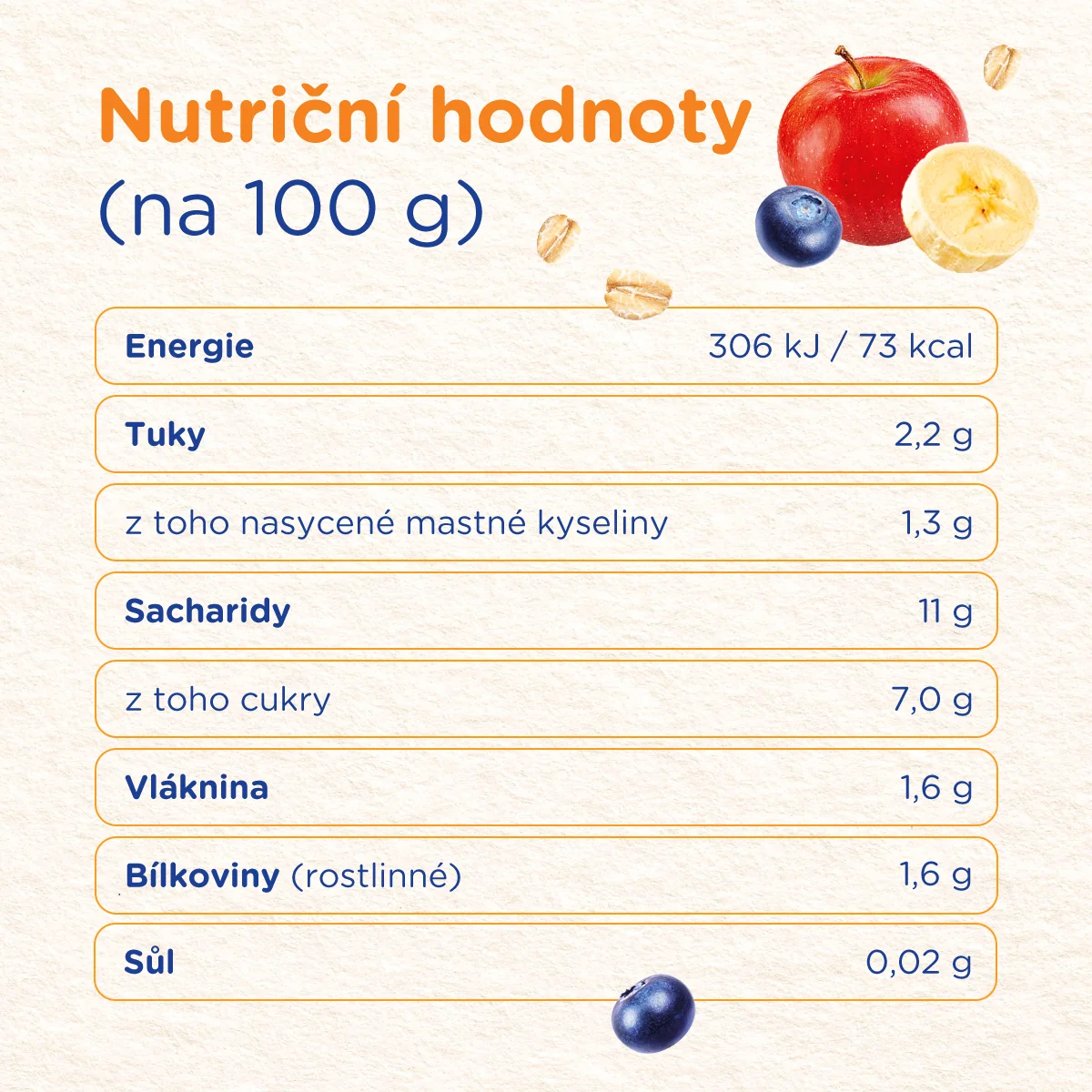 Sunar Smootík Borůvka, jogurt, ovesné vločky kapsička 120 g