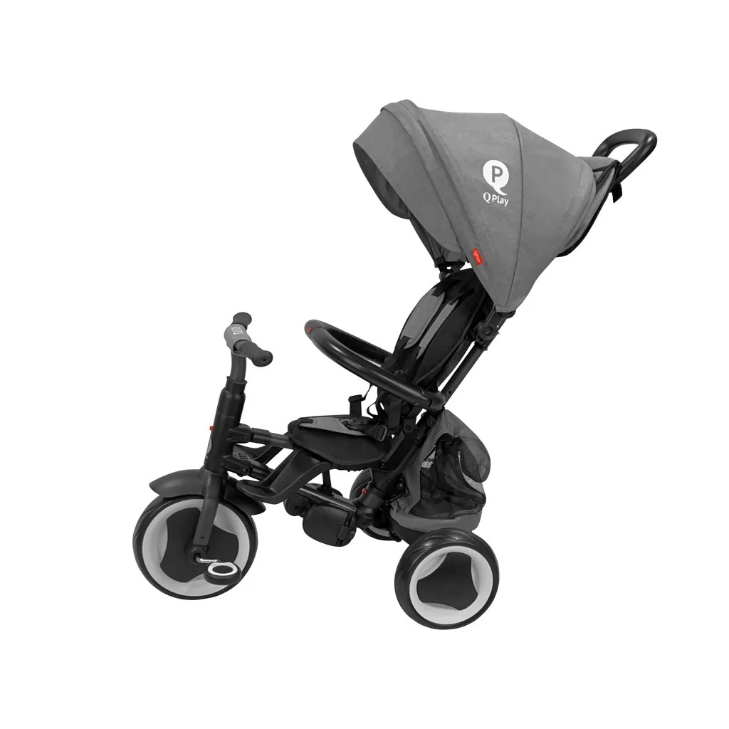 QPlay Tříkolka Rito eva plus Grey, věk 10-72 měsíců