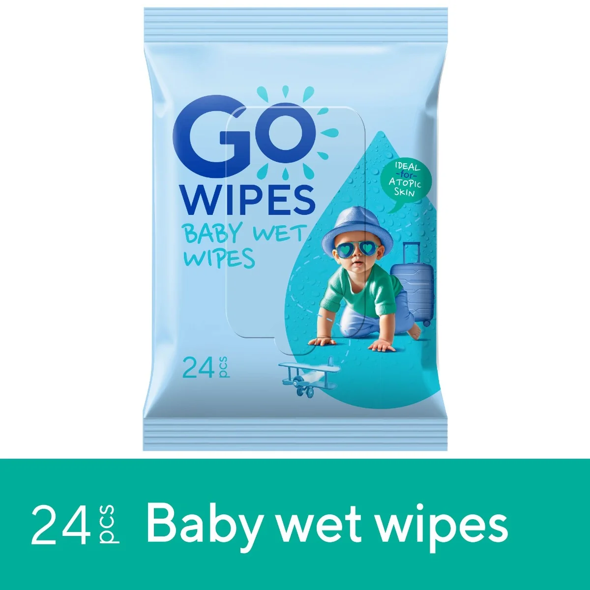 GoWipes Dětské vlhčené ubrousky na citlivou a atopickou pokožku Plastic Free 24 ks