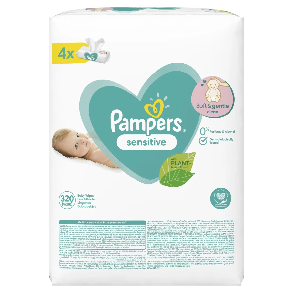 Pampers Sensitive vlhčené ubrousky 4x80 ks