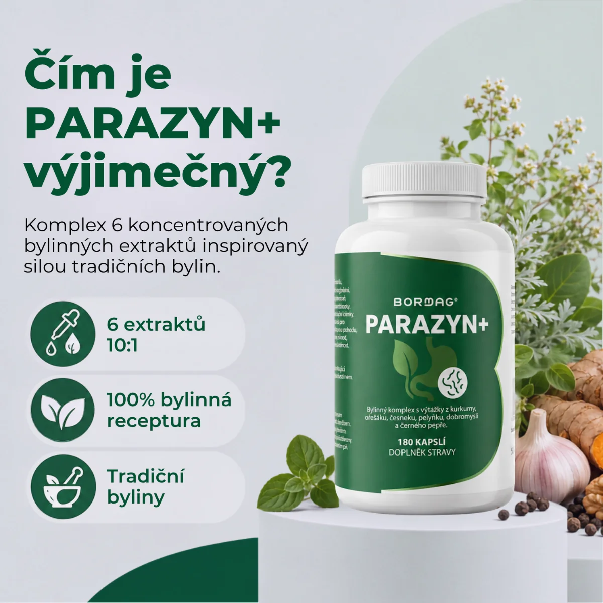 BORMAG Parazyn+ komplex 6 bylinných extraktů 180 kapslí